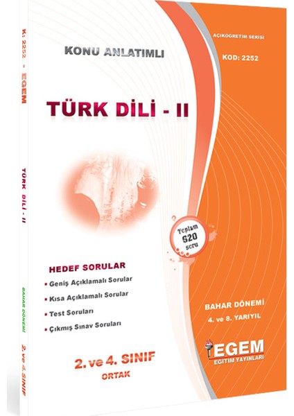Türk Dili - Iı Konu Anlatımlı Soru Bankası Bahar Dönemi 4. Yarıyıl