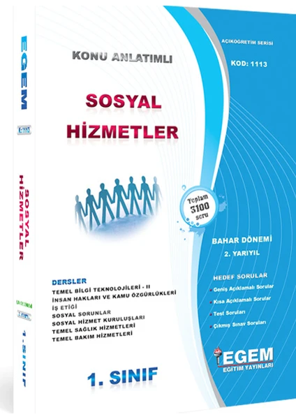 Egem Eğitim Yayınları 1. Sınıf Sosyal Hizmetler Konu Anlatımlı Soru Bankası - Bahar Dönemi (2. Yarıyıl)