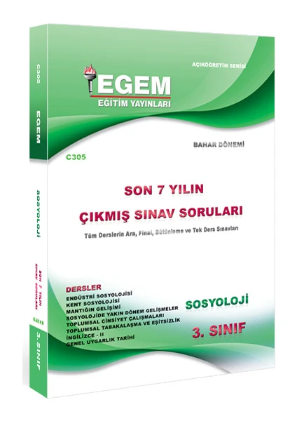 Egem Eğitim Yayınları 3. Sınıf Sosyoloji Çıkmış Sınav Soruları (2012 - 2018) - Bahar Dönemi (6. Yarıyıl)