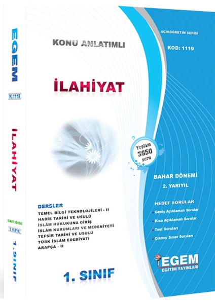 1. Sınıf İlahiyat Konu Anlatımlı Soru Bankası Bahar Dönemi (2. Yarıyıl)