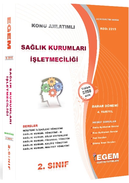 Egem Eğitim Yayınları 2. Sınıf Sağlık Kurumları İşletmeciliği Konu Anlatımlı Soru Bankası - Bahar Dönemi (4.yarıyı)