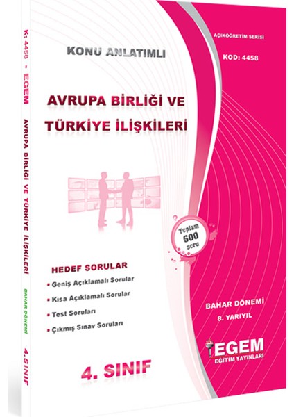 Avrupa Birliği ve Türkiye İlişkileri Konu Anlatımlı Soru Bankası - Bahar Dönemi (8. Yarıyıl)