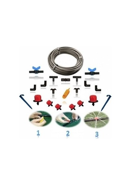 Mgf Plast Mgf 16 mm Damla Sulama Sistemi Hortumu Borusu ve Ek Parçaları Seti (Mt. Seçeneklidir)