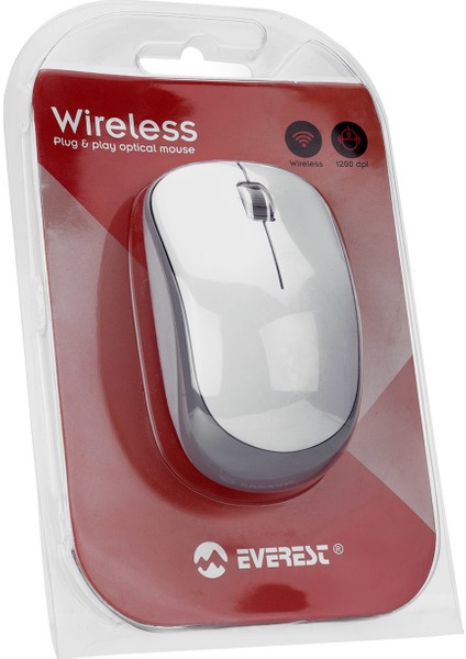 SM-833 Usb Beyaz/Gri 1200dpi Optik Kablosuz Mouse