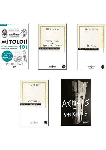 Yunan Mitolojisi 5 Kitap Set (Mitoloji 101, Theogonia, Ilyada, Odysseia, Aeneis)