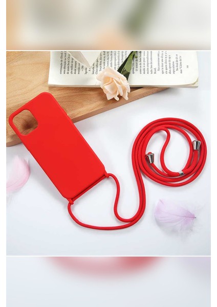 Apple iPhone 8 Kapak İpli Askılı İçi Süet Lansman Kılıf - Turkuaz modelleri