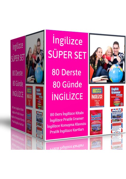 Enine Boyuna Eğitim Ingilizce Süper Set - 80 Günde 80 Derste Ingilizce Seti (4 Kitap)