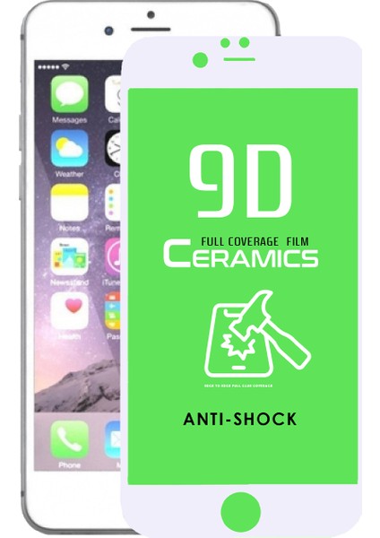 Apple iPhone 6s Tam Kaplayan Seramik Nano Esnek Ekran Koruyucu - Beyaz