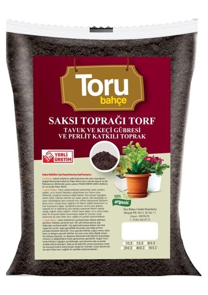 Saksı Toprağı Torf Tavuk ve Keçi Gübresi Perlit Katkılı Toprak 20lt