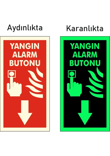 Fotolümen Fosforlu Yangın Alarm Butonu Levhası