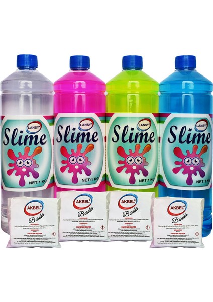 zıp zıp slime seti 4 renk 4x1 kg + boraks