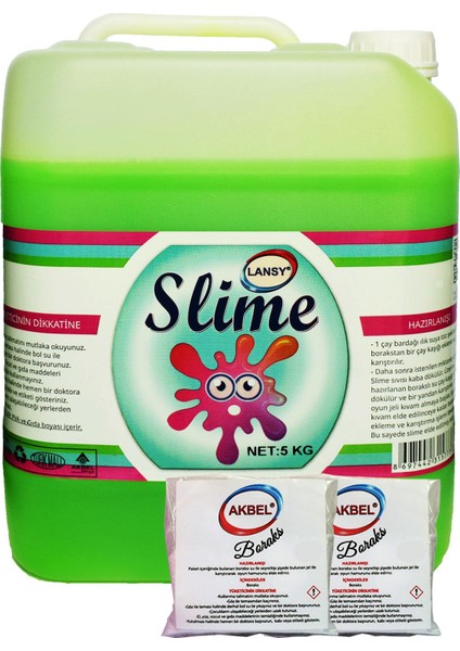 zıp zıp slime fosforlu yeşil 5 kg + 200 gr boraks