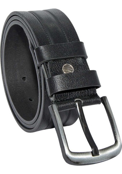 4.5 Cm. Spor Deri Desenli Kot Kemer Siyah