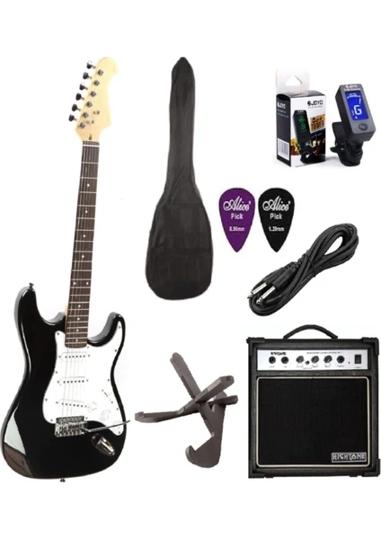 Elektro Gitar Seti ( Elektro Gitar + Amfi + Askı + Pena + Tuner + Stant + Kılıf + Kablo)