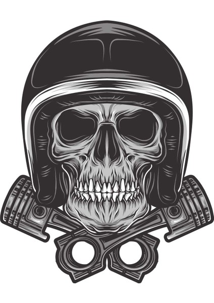 Motorcu Kurukafa Sticker - 13024