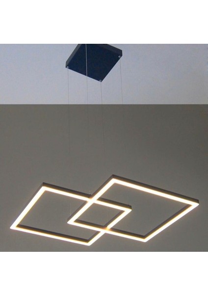 Modern LED Dekoratif Kare Iç Içe Sarkıt Avize 45*45CM Siyah 6500K Beyaz Işık