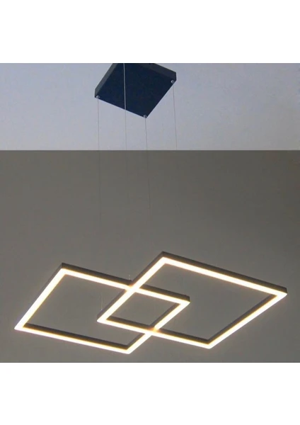 Modern LED Dekoratif Kare Iç Içe Sarkıt Avize 45*45CM Siyah 3000K Günışığı Sarı Işık