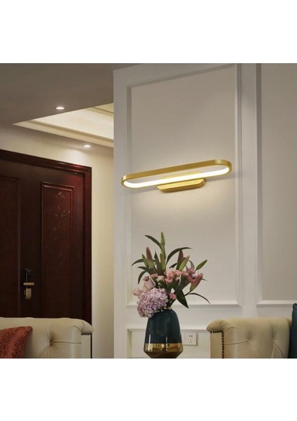 Modern LED Dekoratif Linear Elips Duvar Aplik 50CM Bronz 3000K