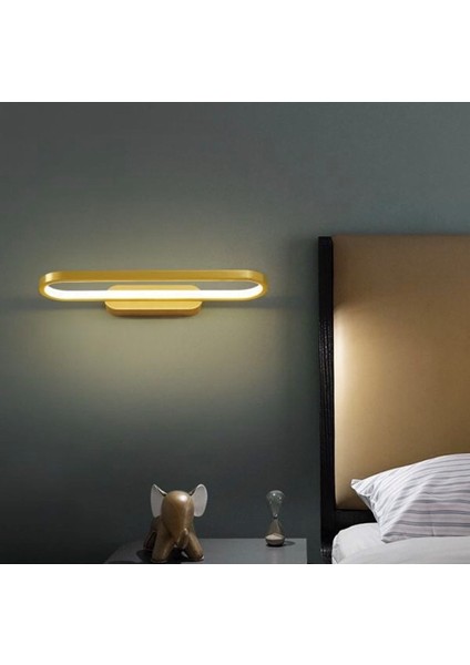 Modern LED Dekoratif Linear Elips Duvar Aplik 50CM Bronz 3000K