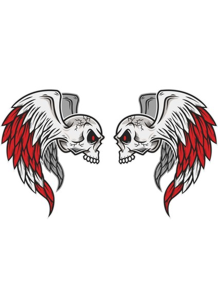 Kanatlı Kurukafa Sticker - 13075