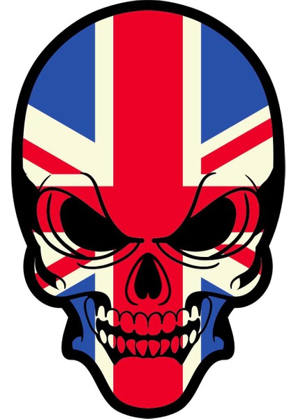 Ingiltere Bayrak Kurukafa Sticker - 13063