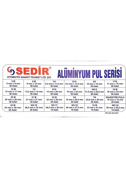 Alüminyum Pul Serisi Seti 850 'lü