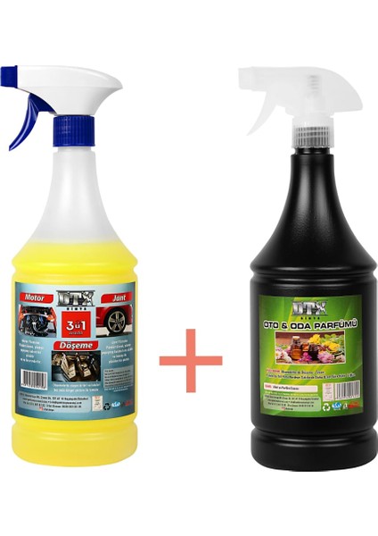 Yağ Sök. Döşeme Jant ve Motor Konsantre 1/5 Temizleme Sıvısı 1 LT & Oto Ve Oda Kokusu 500 ml