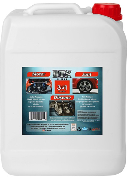 Yağ Sök. Döşeme Jant ve Motor (Konsantre 1/5) Temizleme Sıvısı 3'ü 1 Arada 5 Lt