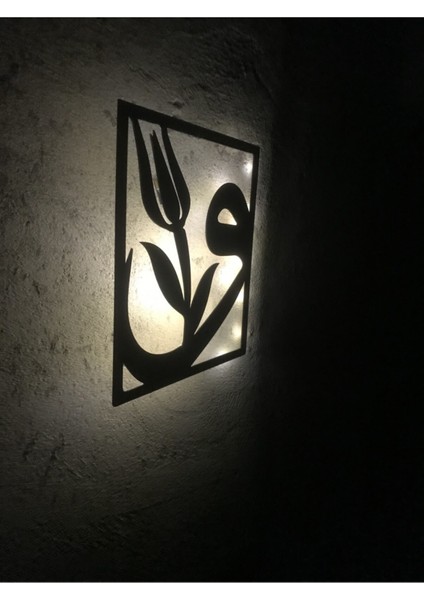 (Ledli) Elif ve Vav Ahşap Duvar Tablosu