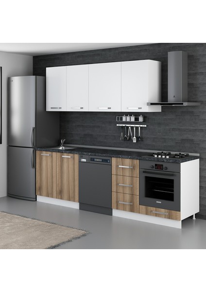 255 cm Mutfak Dolabı Beyaz Dore 255-D11