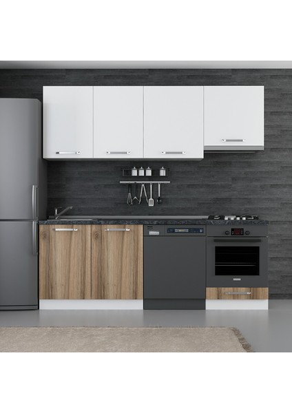 220 cm Mutfak Dolabı Beyaz Dore 220-D14