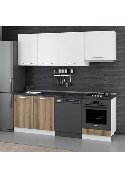 220 cm Mutfak Dolabı Beyaz Dore 220-D14
