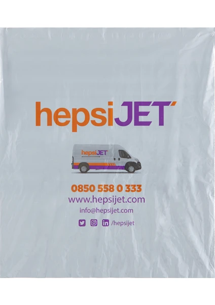 Hepsijet Baskılı Cepli Kargo Poşeti Büyük Boy 50 x 52+5 cm 500'lü