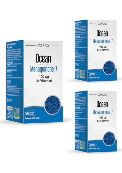 Ocean Mk-7 100 Mcg K2 Vitamini 30 Kapsül x 3 Adet