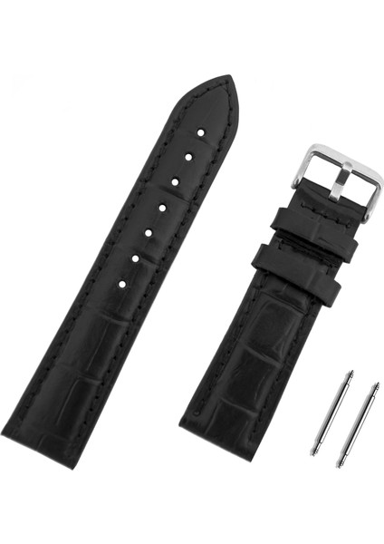 22mm Siyah Kroko Deri Saat Kordonu
