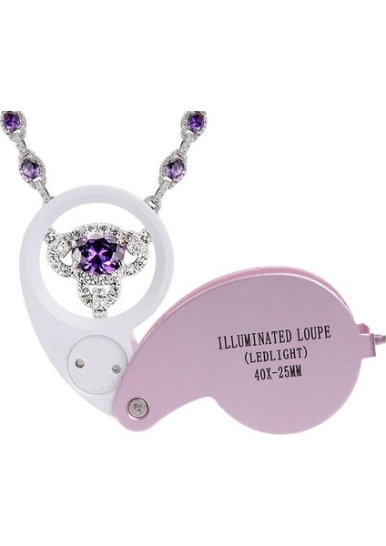 40X Katlanır Büyüteç 22MM Cam Lens 2 LED Işıklı Aluminyum Aalaşım Lüp