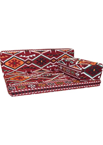 MTK405-402 Şark Köşesi Bordo Halı Ds. Üçlü Minder Takımı 120LİK