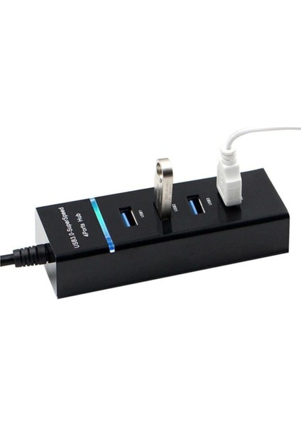 USB Çoklayıcı Siyah Işıklı Switch Port 4 Port USB Hub 3.0