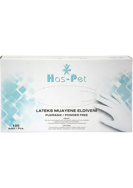 Has-Pet Latex Pudrasız Eldiven Beyaz 100'lü - L