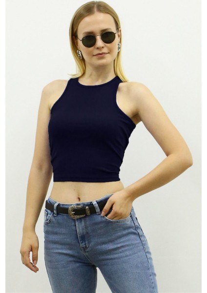 Mad Girls Lacivert Crop Top MG361