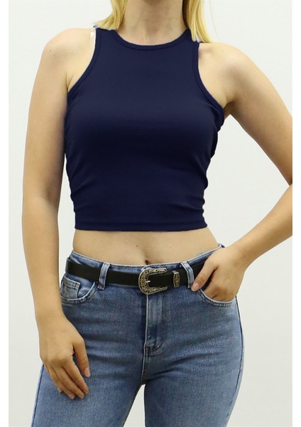 Mad Girls Lacivert Crop Top MG361