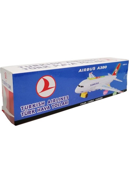 Toru Toys Torutoys  A380 Pilli Çarpıp Dönen Thy Yazılı Işıklı Sesli Uçak