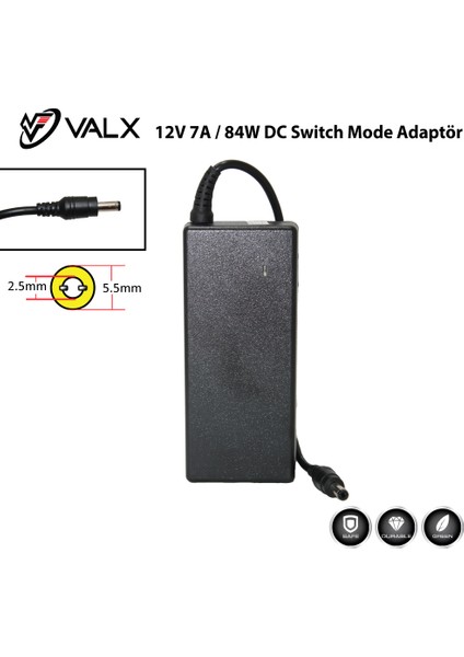 VPS-127 12V 7A 84W Plastik Kamera Adaptörü