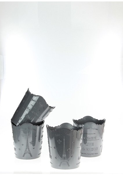 4'lü Eiffel Gri Yuvarlak Organizer Sepet