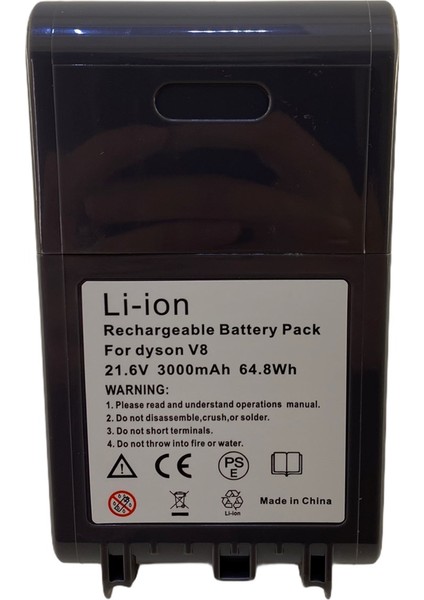Dyson V8 Süpürge Bataryası 3000 Mah Li-Ion Muadil Batarya
