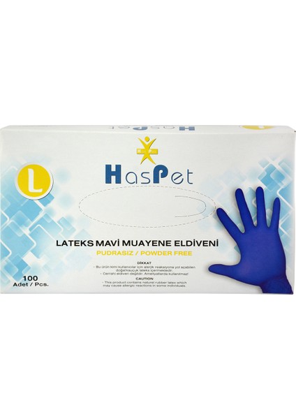 Latex Pudrasız Eldiven Mavi 100'lü - L fiyatları