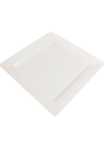 Plastik Kare Tabak Beyaz 22 cm - 10'lu