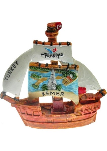 Hdmarketim Antalya Kemer Temalı Dekoratif Polyester Gemi Biblo 5923