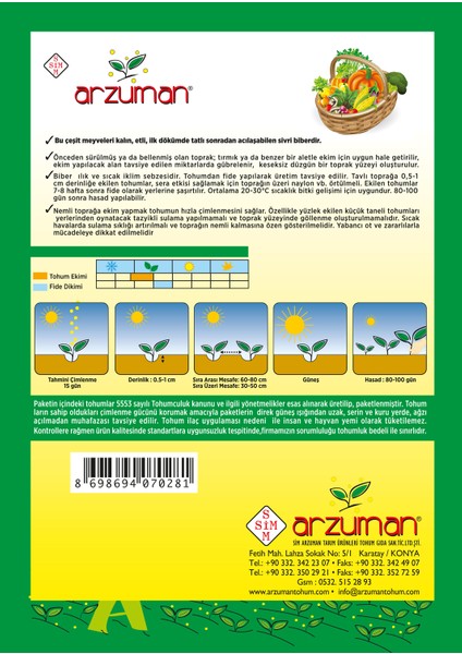 Demre Biber Tohumu 10 Gram fiyatları