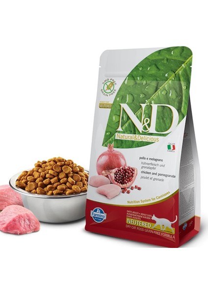 Nd Tahılsız Tavuklu Narlı Kısırlaştırılmış Kedi Maması 1,5 kg